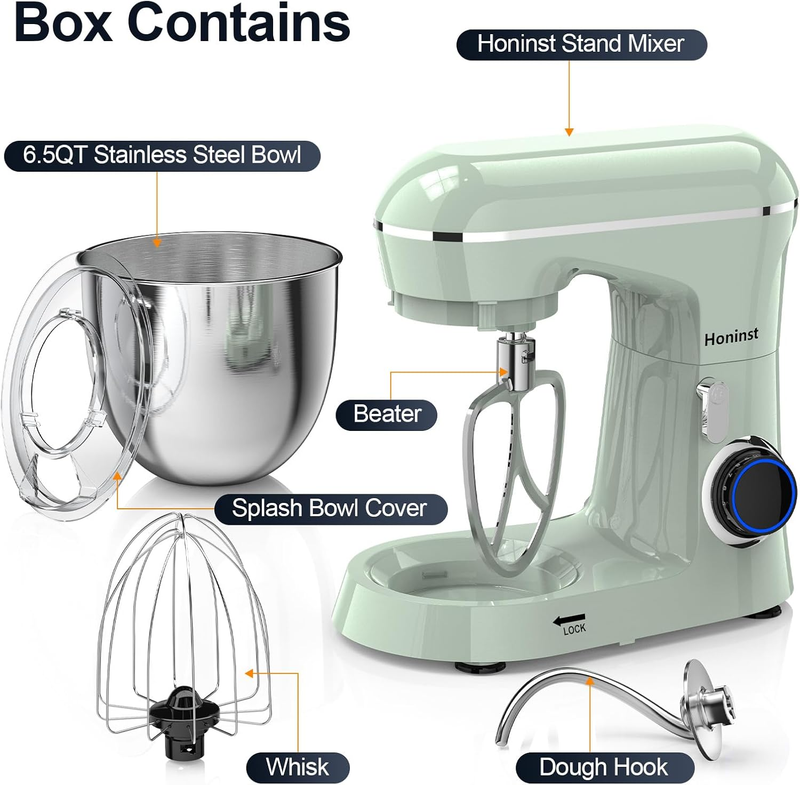6.5QT Stand Mixer 10 Speed Tilt Head Kitchen Mixer Green Baking Tool1