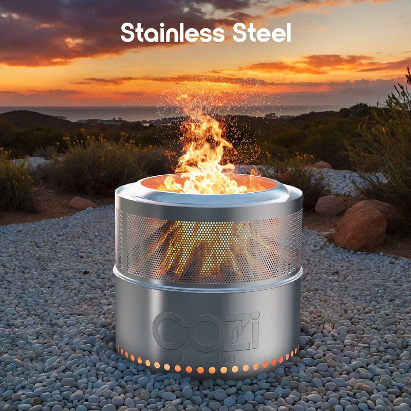 Smokeless Fire Pit Stainless Steel Portable Fire Pit with Carry Bag, 18”4