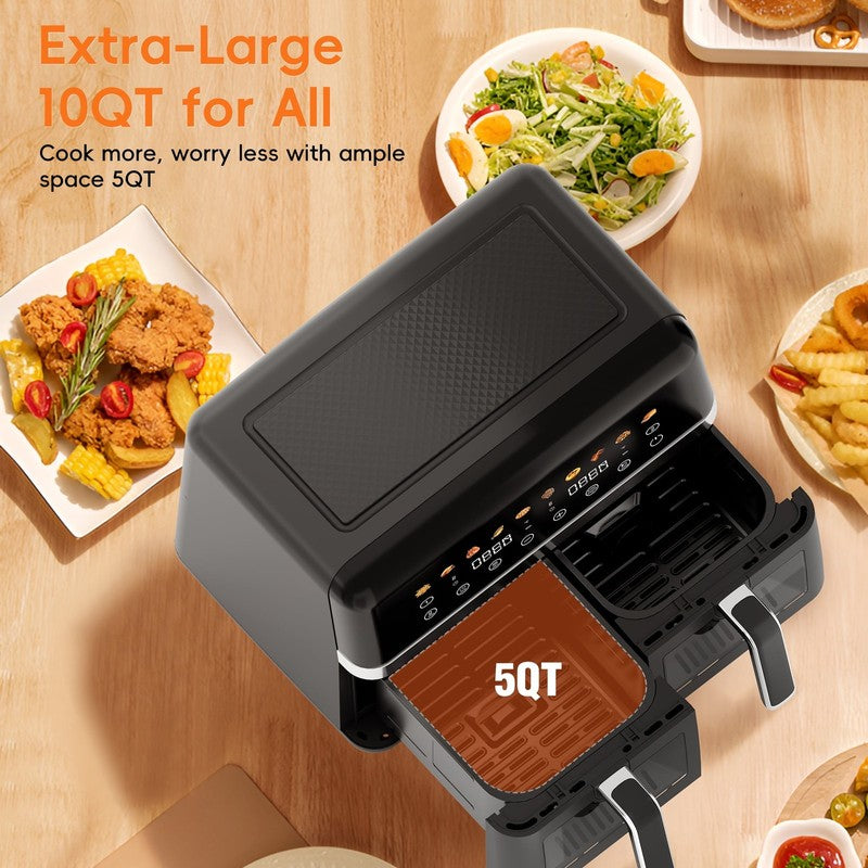Digital Air Fryer Oven   2 Independent 5 Qt Baskets, View Window, 1800W5