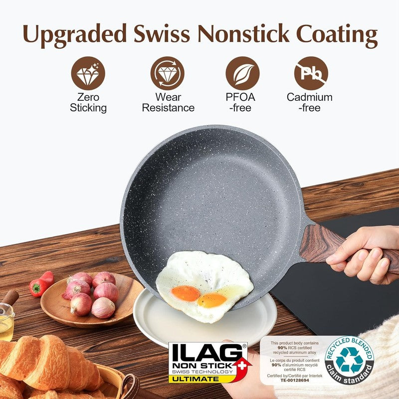 Nonstick Frying Pan Skillet, Swiss Granite Coating Omelette Pan, Healthy Stone C1