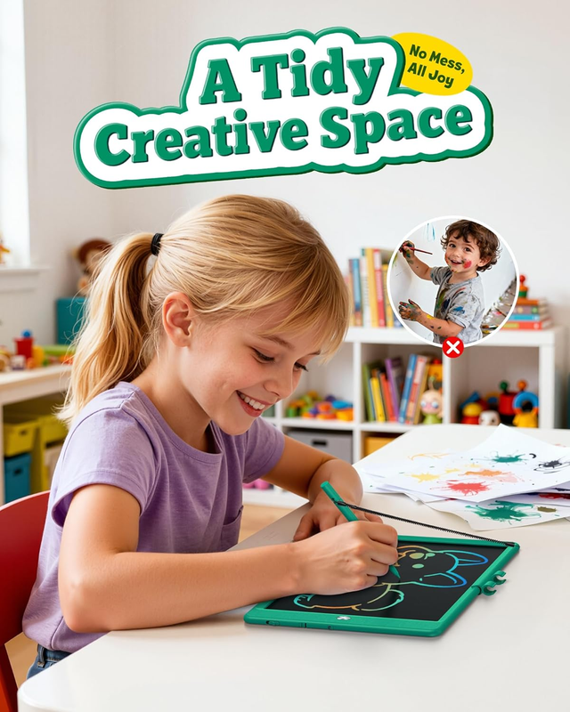 10 Inch LCD Writing Tablet Kids Drawing Doodle Board Dark Green6