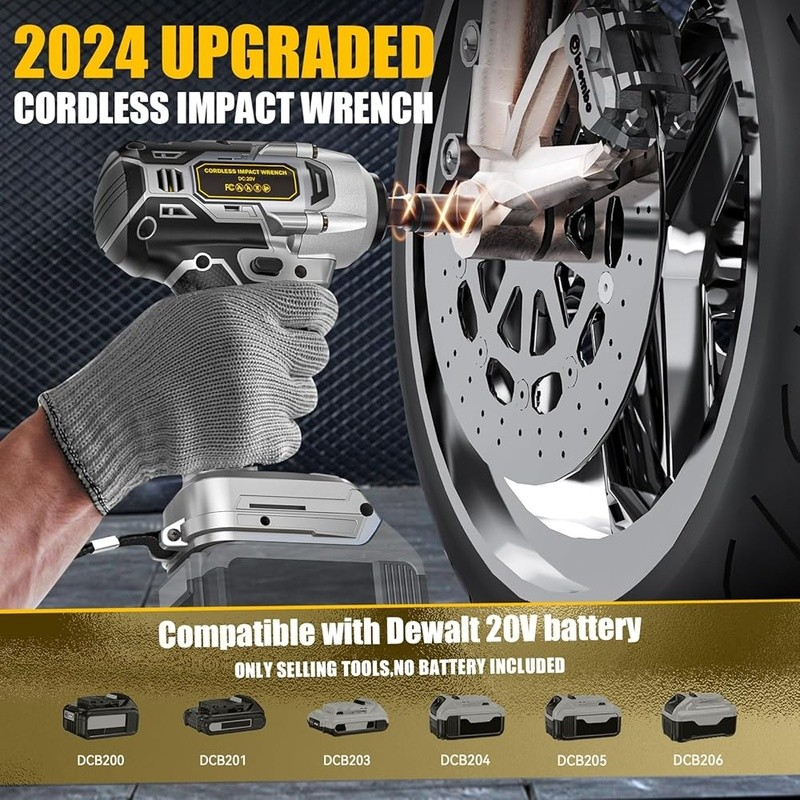 Cordless Impact Wrench 3/8 Inch 250FT-LBS Brushless Electric Tool LED Light New4
