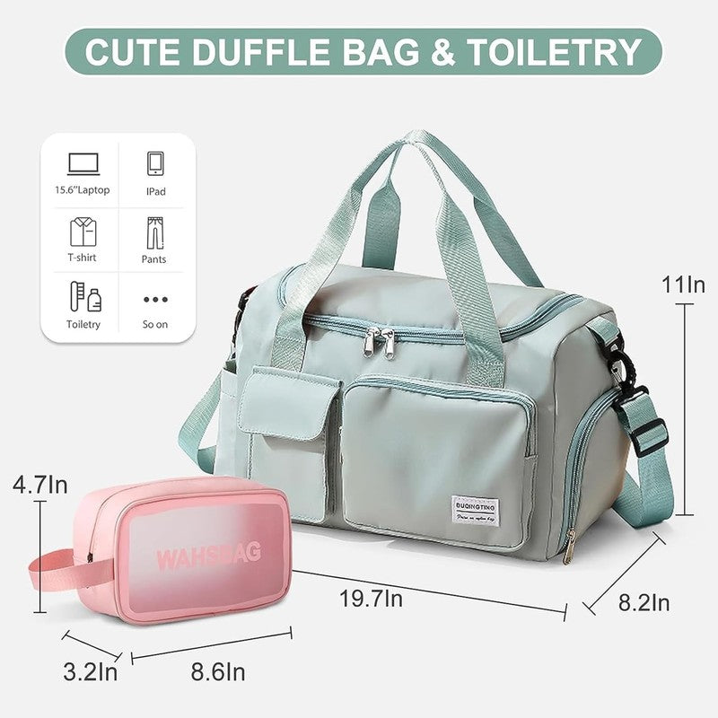 Women Gym Duffle Bag Travel Weekender Carry On w/ Shoe Compartment1