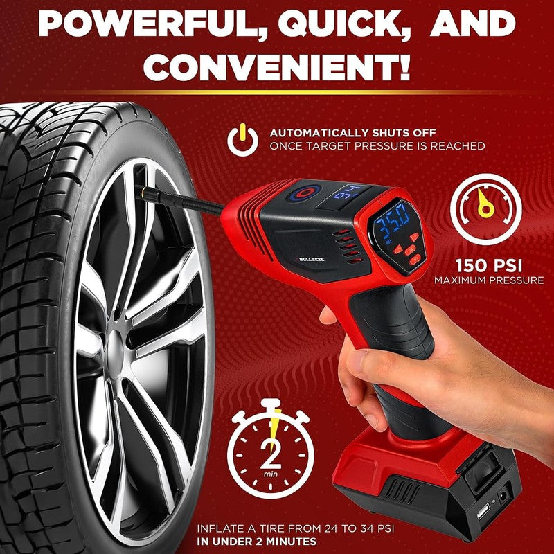 150 PSI Tire Inflator  Portable Electric Air Compressor for Car Bike, LED, 12V 4