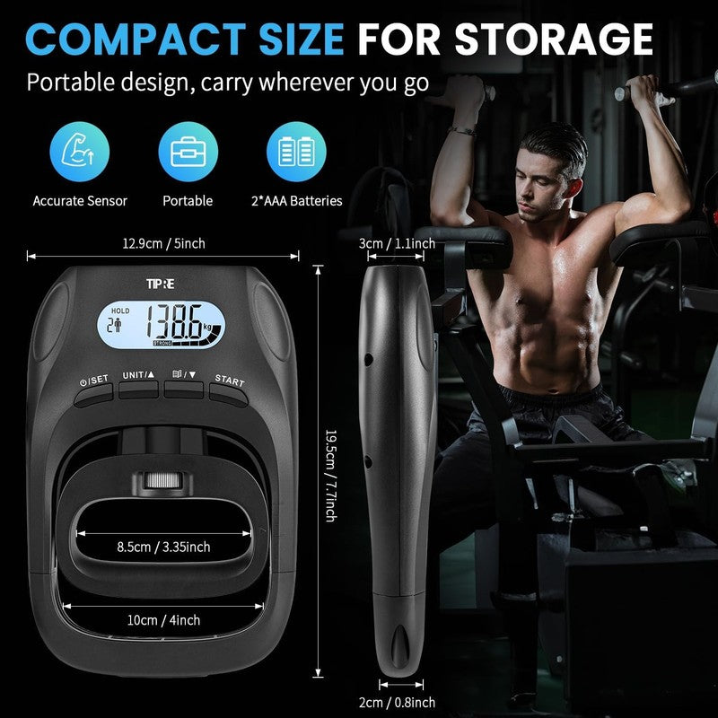 396Lbs Digital Hand Grip Strength Tester, LCD Dynamometer, Adjustable5