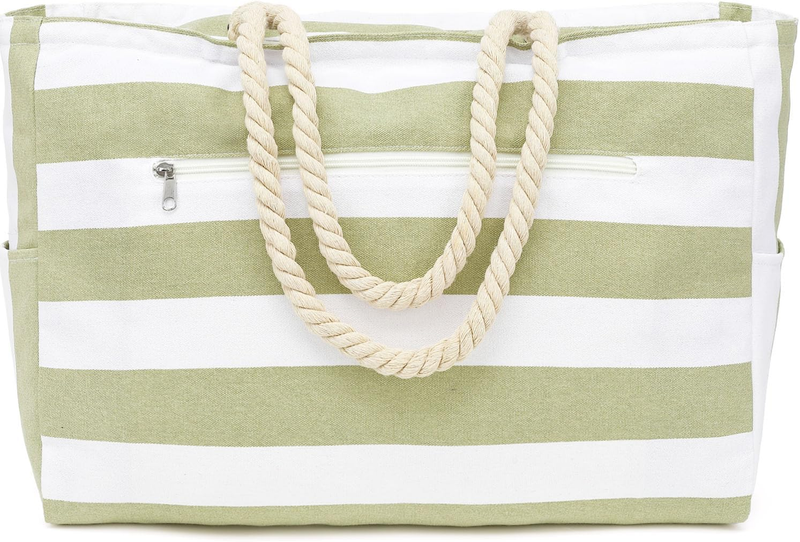 Waterproof Beach Bag Large Canvas Tote Wet Pocket Zipper Cruise Pool Bag9