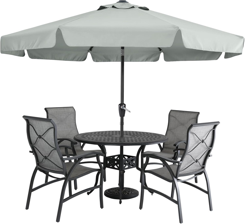 9FT Outdoor Umbrella Crank Tilt UV Waterproof Canopy Deck Backyard Gray10