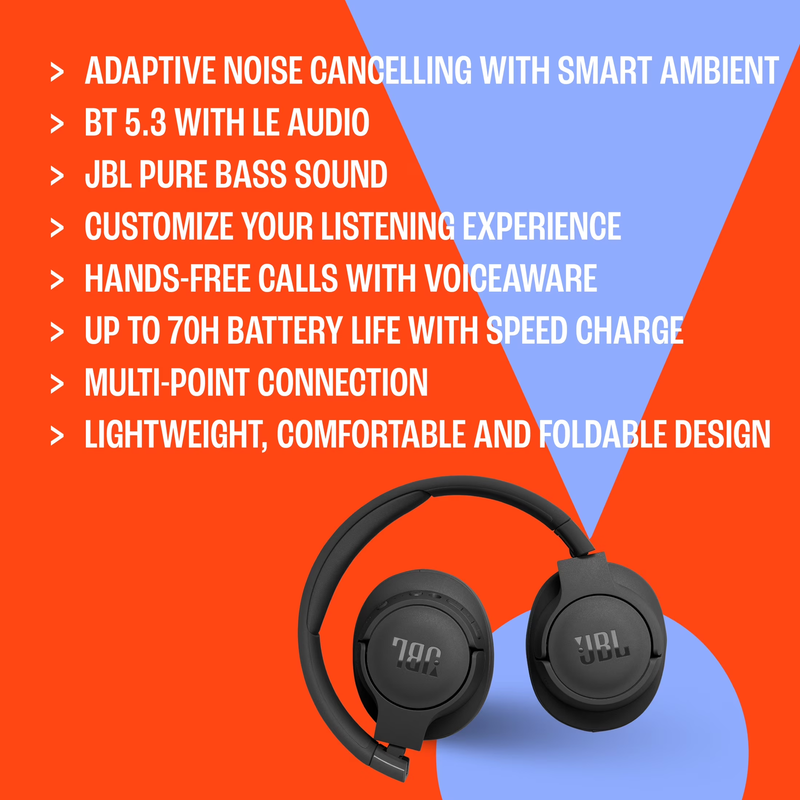 JBL Tune 770NC Wireless Over Ear ANC Headphones 70H Battery Blue3