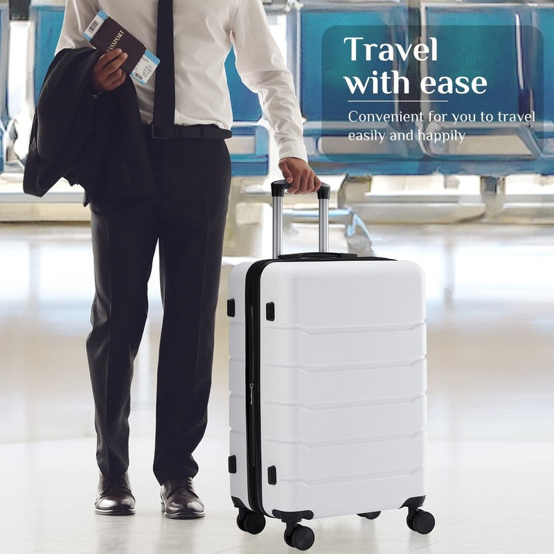 3-Piece Hard Shell Luggage Set ABS Expandable Spinner TSA Lock White10