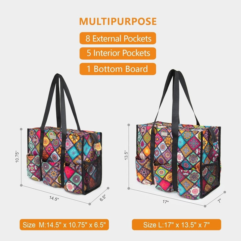 Women Utility Tote Bag Water Resistant 13 Pockets Zipper Top Thick Work Bag1