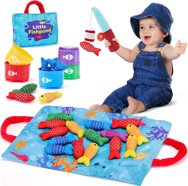 Montessori Toddler Toy 10-in-1 Fishing Game Stacking Cups Learning0