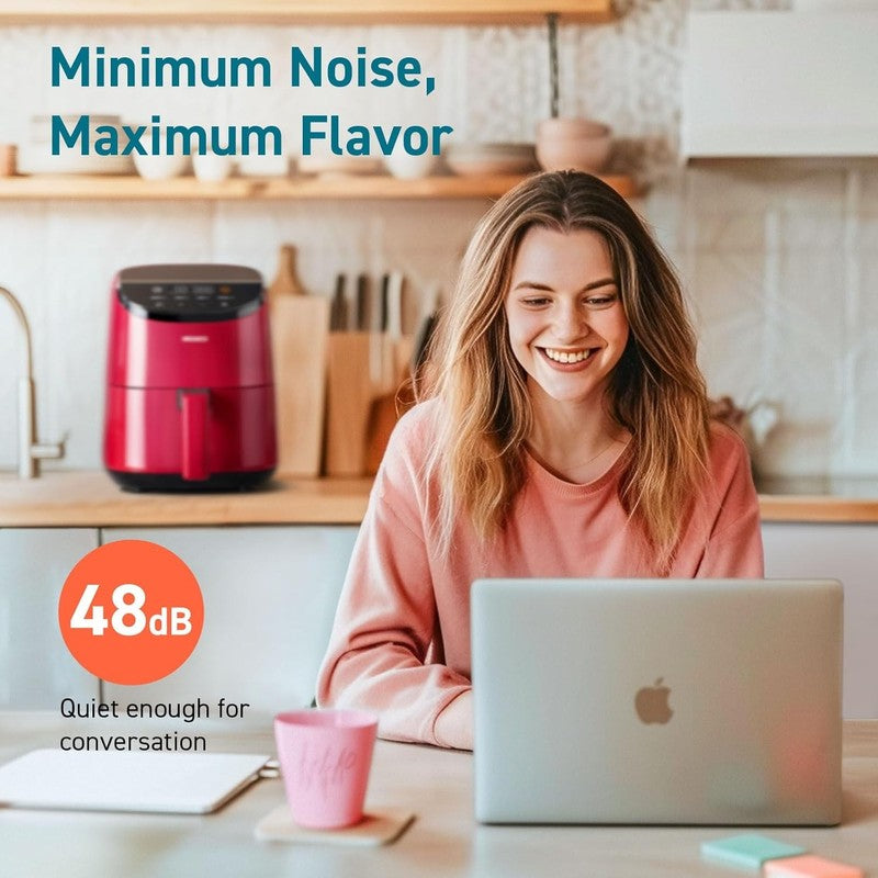 2.1 Qt Mini Air Fryer 4 in 1 Bake Roast Reheat Nonstick Quiet Red2