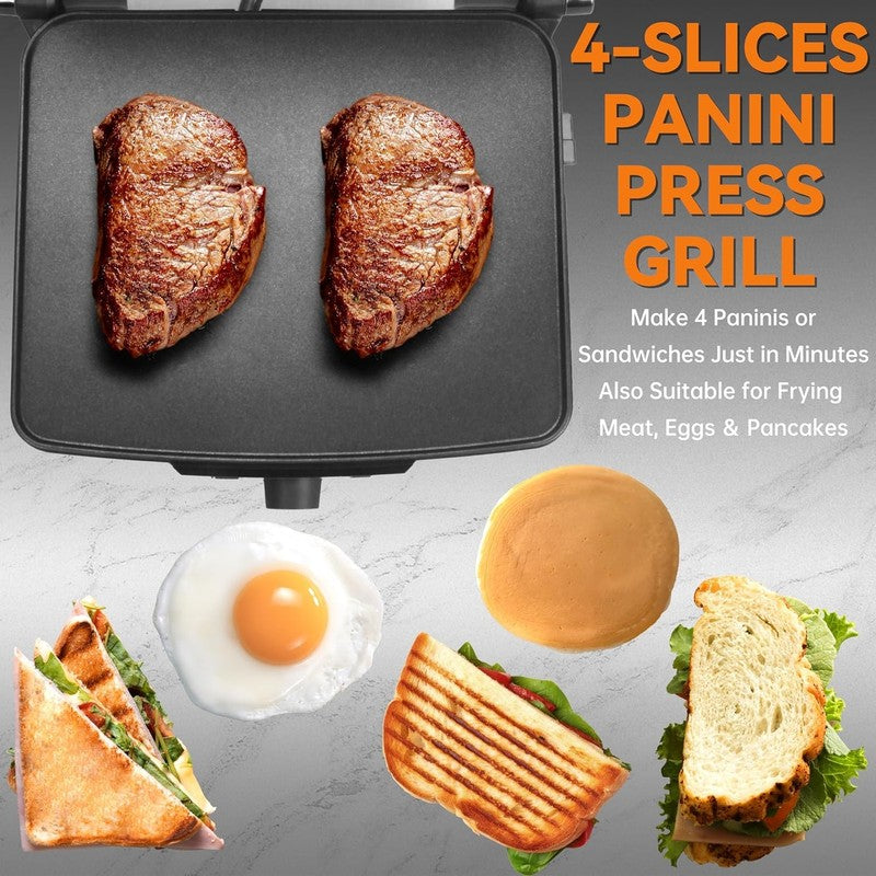 Panini Press Electric Grill 4-Slice Sandwich Maker Nonstick Stainless Steel1