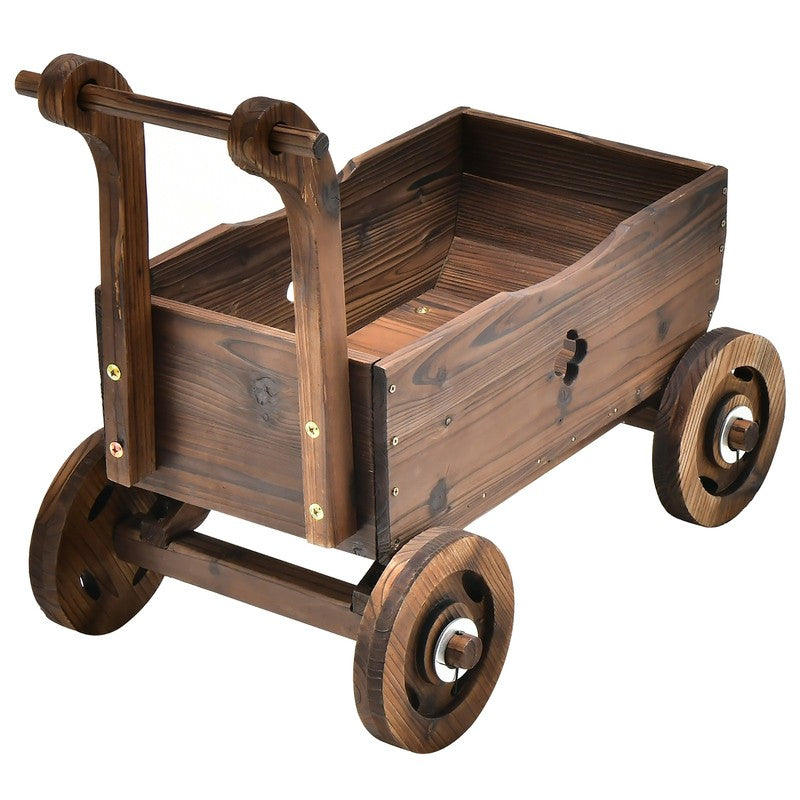 Decorative Wagon Cart Plant Flower Pot Stand Wooden Raised Garden Planter Box11