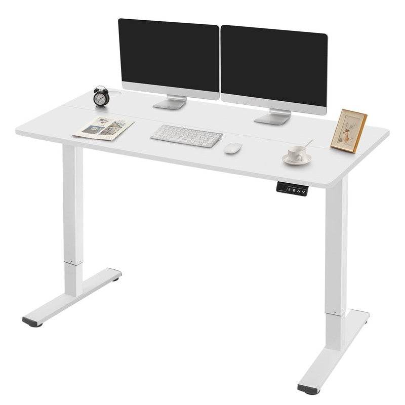 48"×24" Electric Height Adjustable Standing Desk T Shaped Metal White1