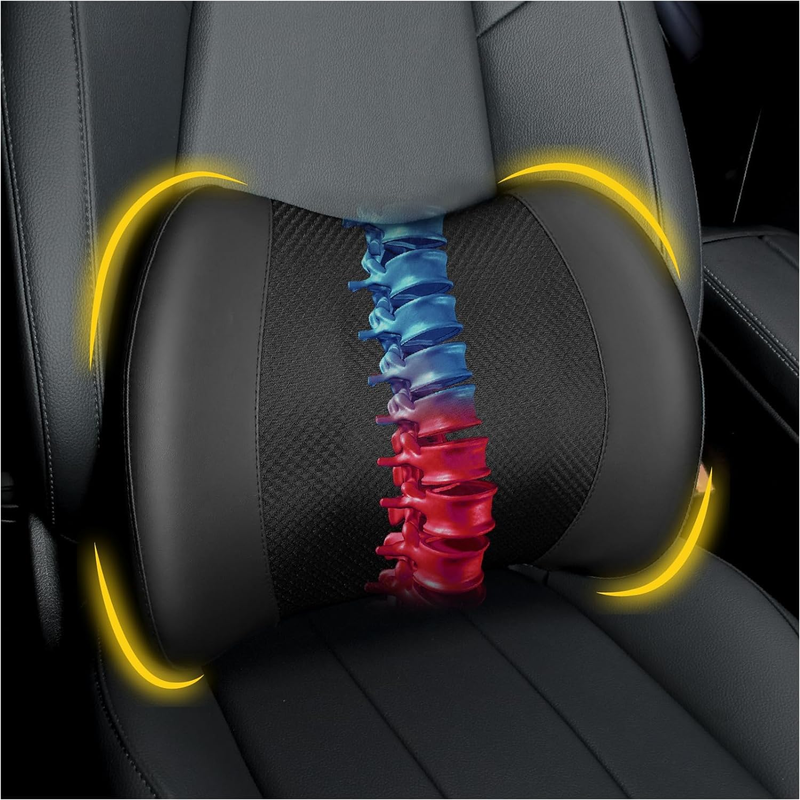 Memory Foam Lumbar Support Pillow for Car & Office Back Pain Relief   Black10