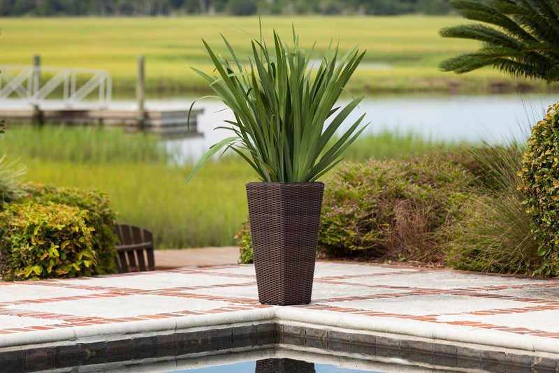 62501 Alto Wicker All Weather Planter Set with Liners Tall Plant Decor Box for O5
