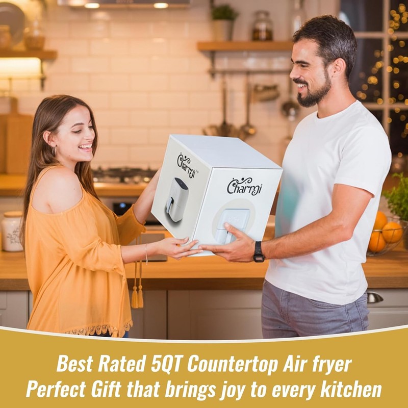 5QT Air Fryer Retro Design Cream White, Touchscreen, 8 Presets, Auto Shutoff6