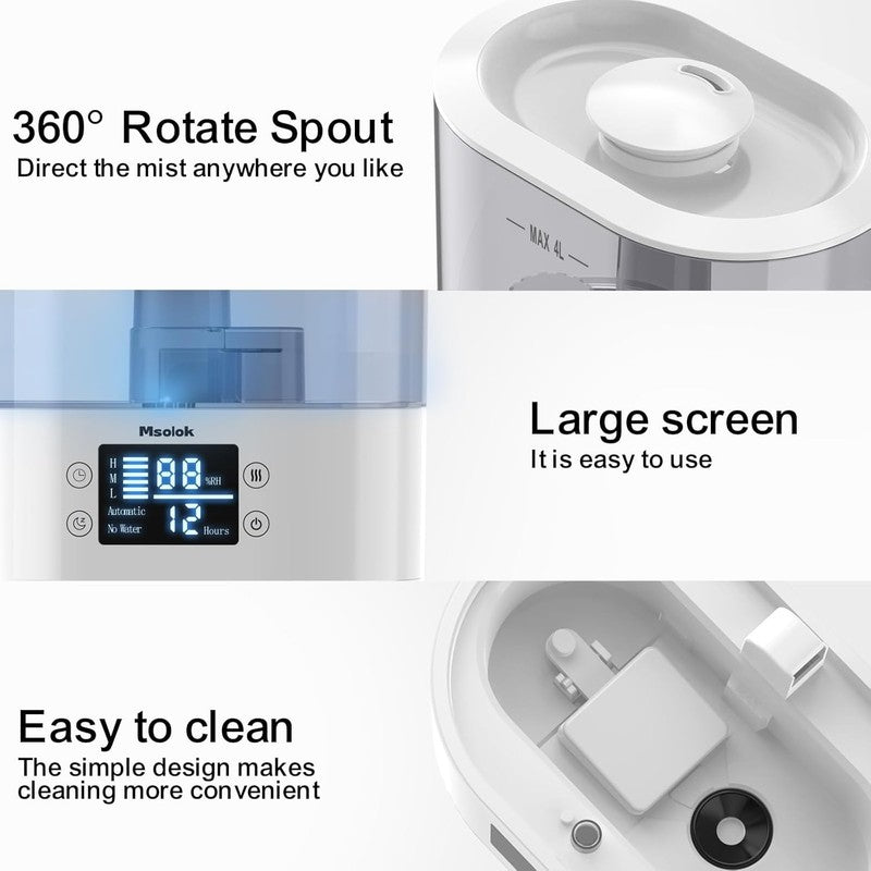 Humidifier 4L Cool Mist Top Fill Quiet 40H Auto Shut Off for Home Baby6