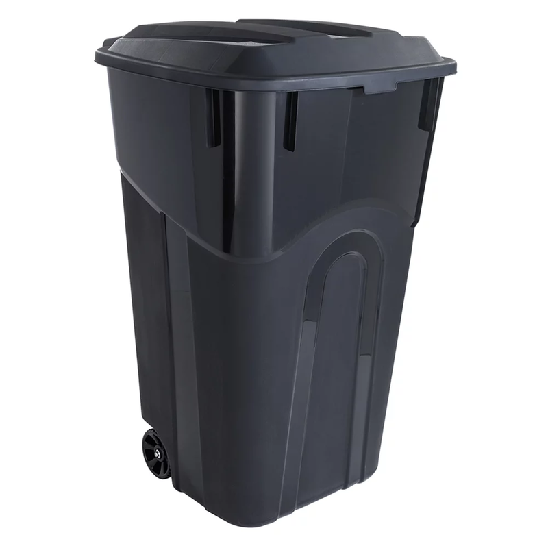 32 Gallon Wheeled Heavy Duty Plastic Garbage Can, Attached Lid, Black9