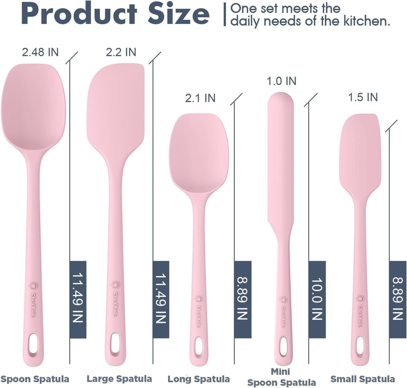 5 Piece Silicone Spatula Set Heat Resistant 600°F Nonstick Cookware1