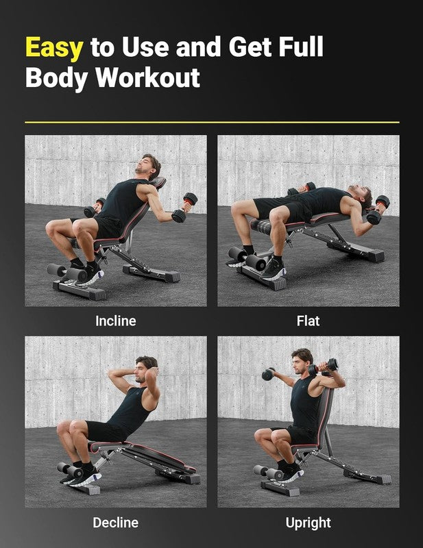 Adjustable Weight Bench 660LB Foldable Incline Decline Flat Bench Mat5