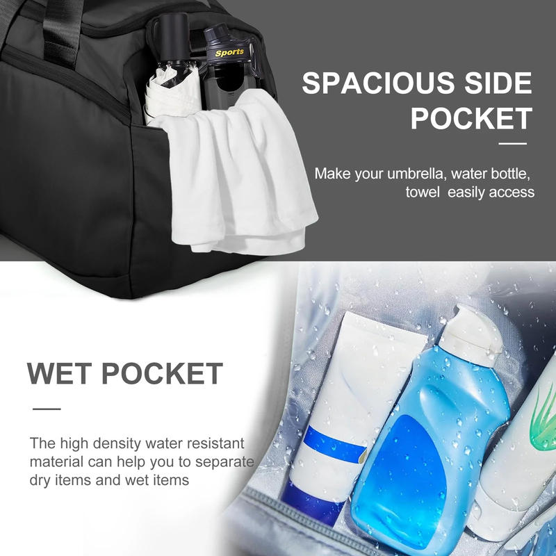 Travel Duffle Bag Gym Bags with Shoe Compartment Wet Pocket Waterproof for Weeke1
