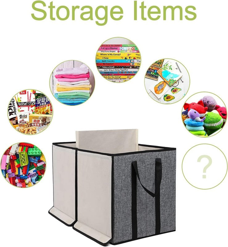 Large Kids Toy Box Chest Storage Organizer Collapsible Bins Double Lid Grey3