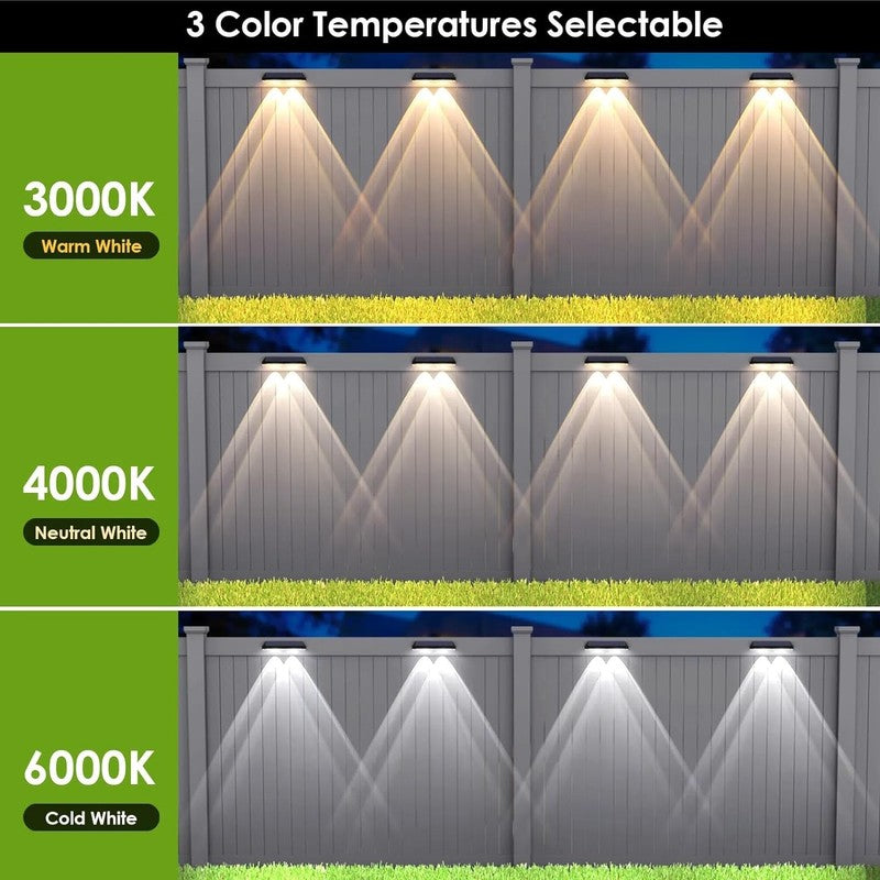 Solar Fence Lights Outdoor - 2700/4000/6000K 3 Mode, Waterproof LED, Fence Light3