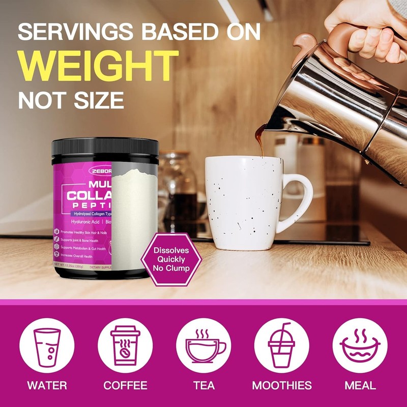 Multi Collagen Peptides Powder with Hyaluronic Acid, Biotin & Vitamin C6