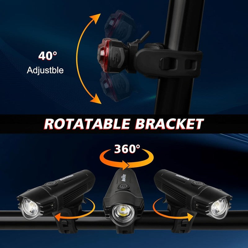 Ultra Bright USB Rechargeable Bike Light Set Front & Rear 4 Modes Easy Install7