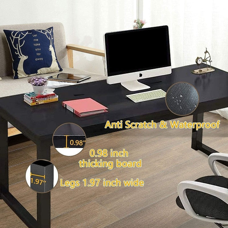 63'' Modern Computer Desk Large Office Writing Desk Home Office Black Metal8