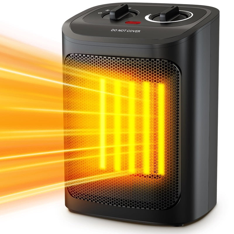 750W/1500W Ceramic Space Heater, 2S Heat, Small, Safe, for Indoor Use, Black7