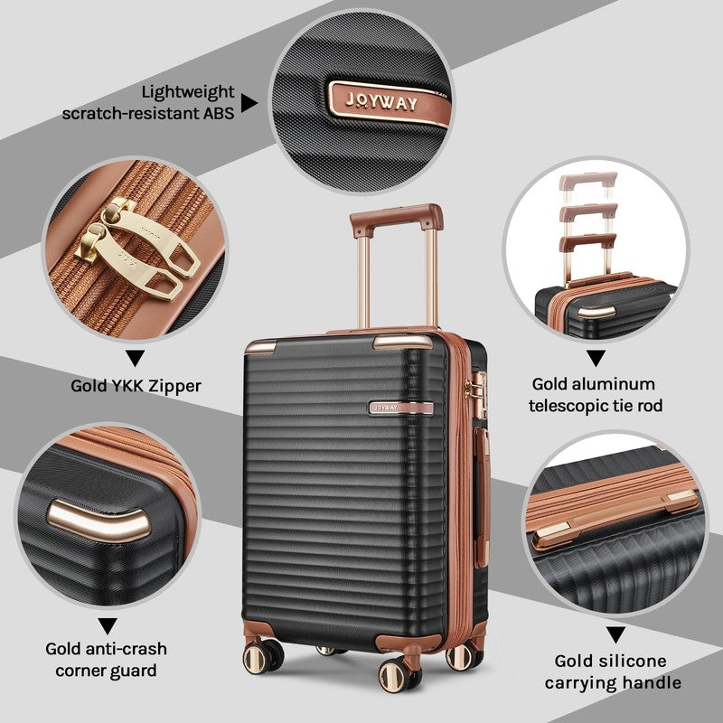 3Pc Carry On Luggage Set TSA Lock Spinner Wheels Leather Travel Bag2