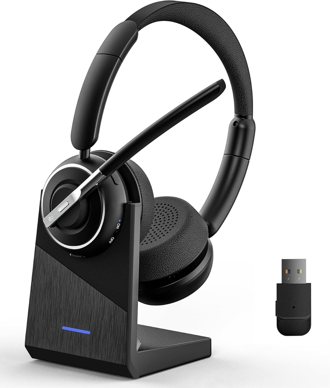 2025 Wireless Bluetooth Headset w/ Noise Cancel Mic USB Dongle Charging Base9