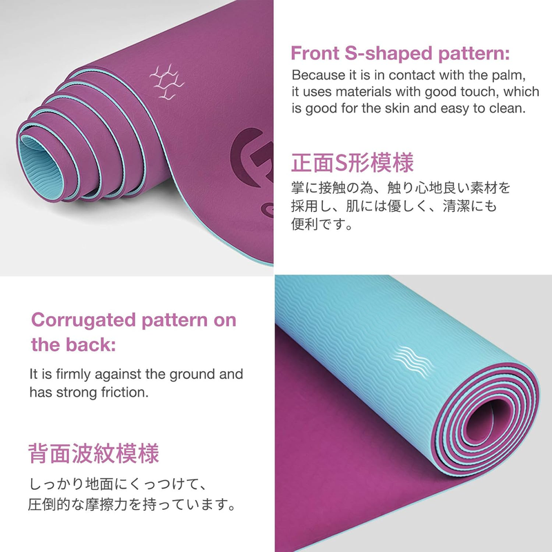 Yoga Mat Non Slip Eco Friendly Exercise Fitness Mat w/ Carry Strap Home Gym1