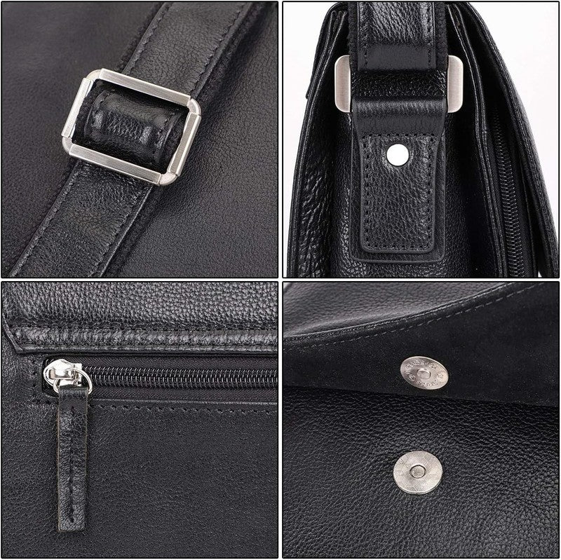 Leather Messenger Crossbody Bag Men Work Business Casual Adjustable Strap5