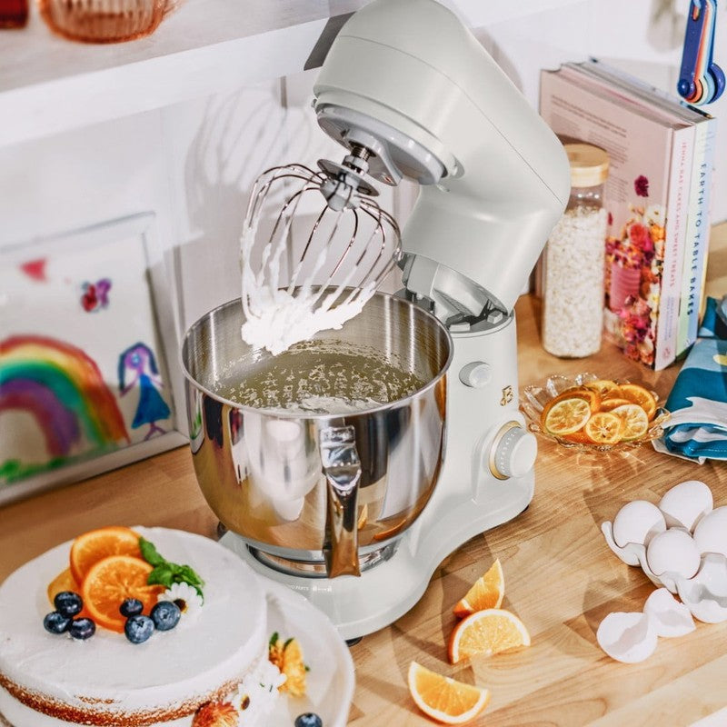 Beautiful 5.3 QT Stand Mixer w/ Flat Beater, Dough Hook by Drew Barrymore White6