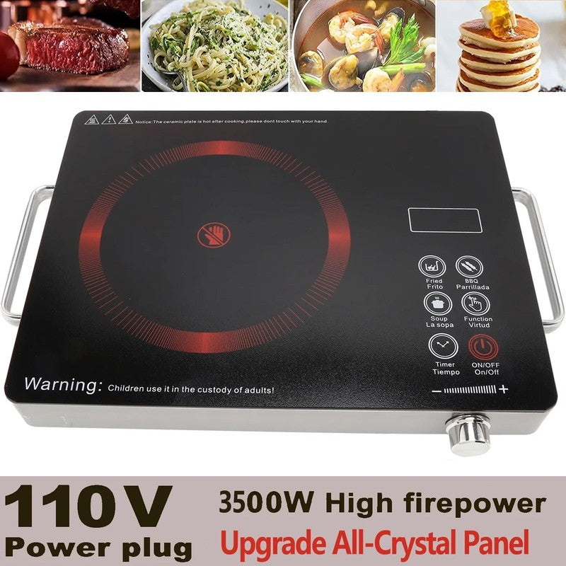 3500W Portable Electric Cooktop Single Burner Induction Hot Plate 110V10