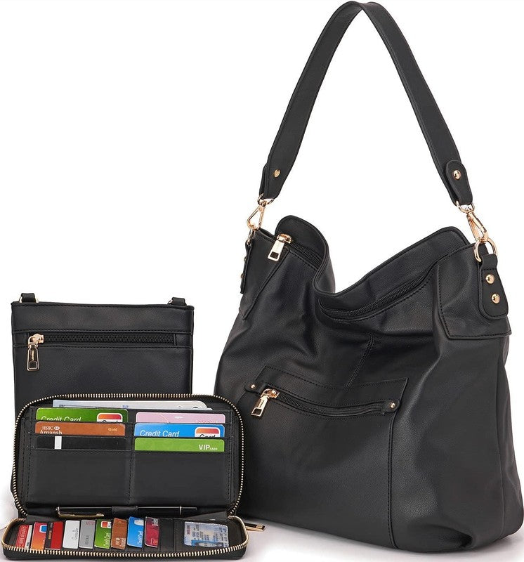 Women Large Crossbody Bag Shoulder Handbag Purse Wallet Set Hobo Tote6