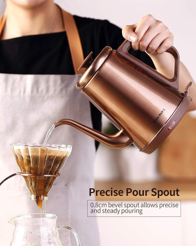 Gooseneck Electric Kettle 1L 1000W Stainless Steel BPA Free Pour Over Copper1