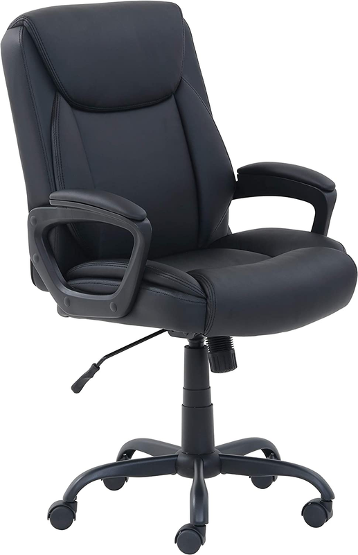Height Adjustable Mid-Back Office Chair with Armrests - Classic Black Design6