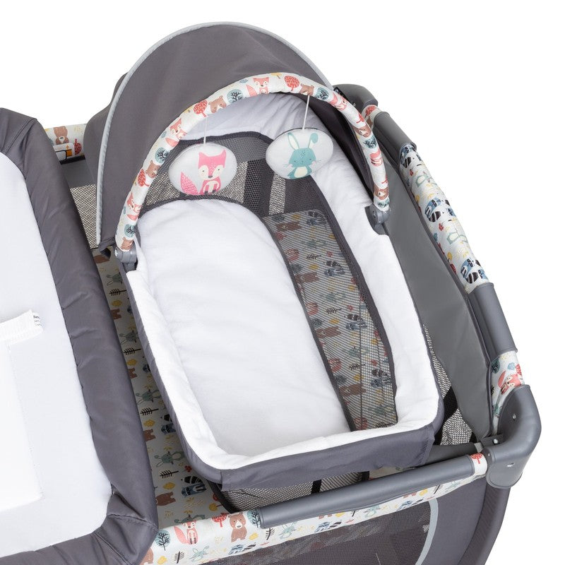 Lil Snooze Deluxe II Nursery Center Playard, Forest Party Grey2