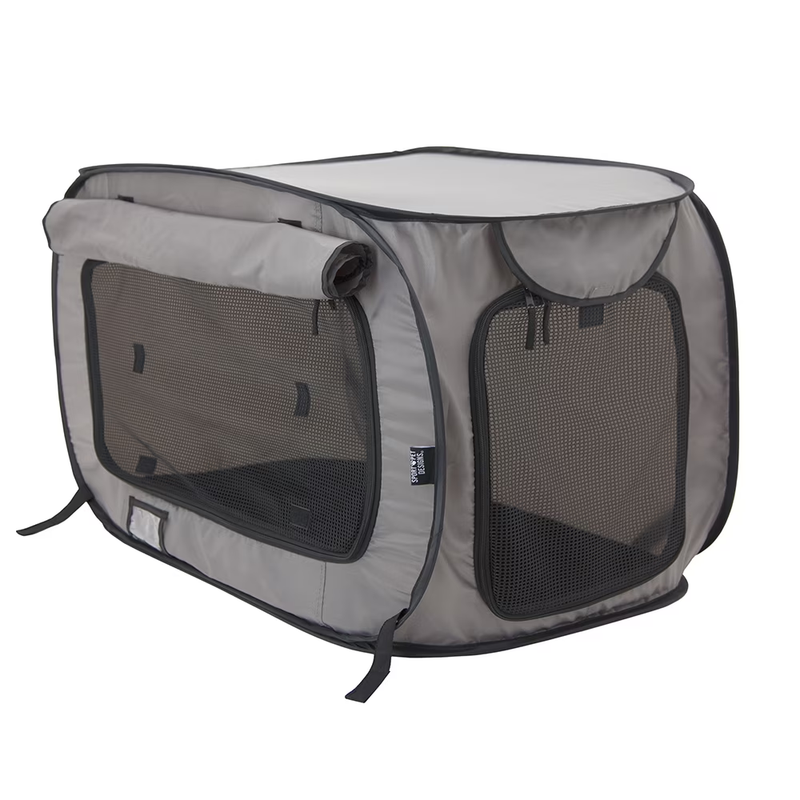 Medium Soft-Sided Pop-Open Cat & Dog Travel Kennel, Gray0