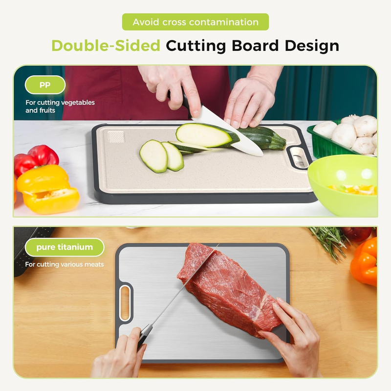 Titanium Cutting Board Double Sided Food Grade Kitchen Large 15x10.33