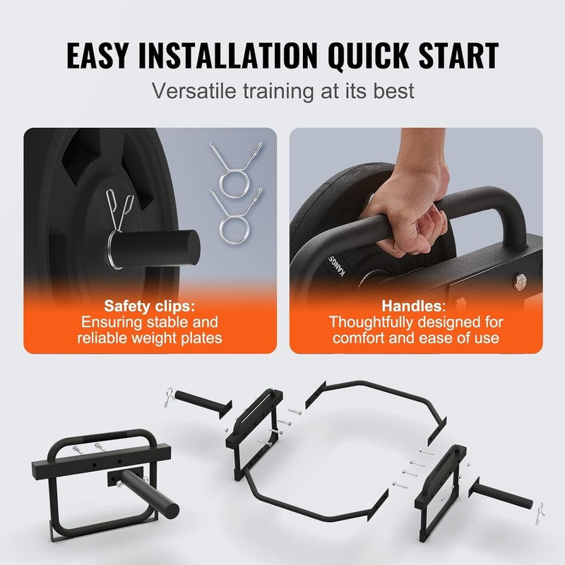 Safety Squat Bar 700/1500lb + Hex Trap Bar 500lb for Squats Deadlifts Rehab4