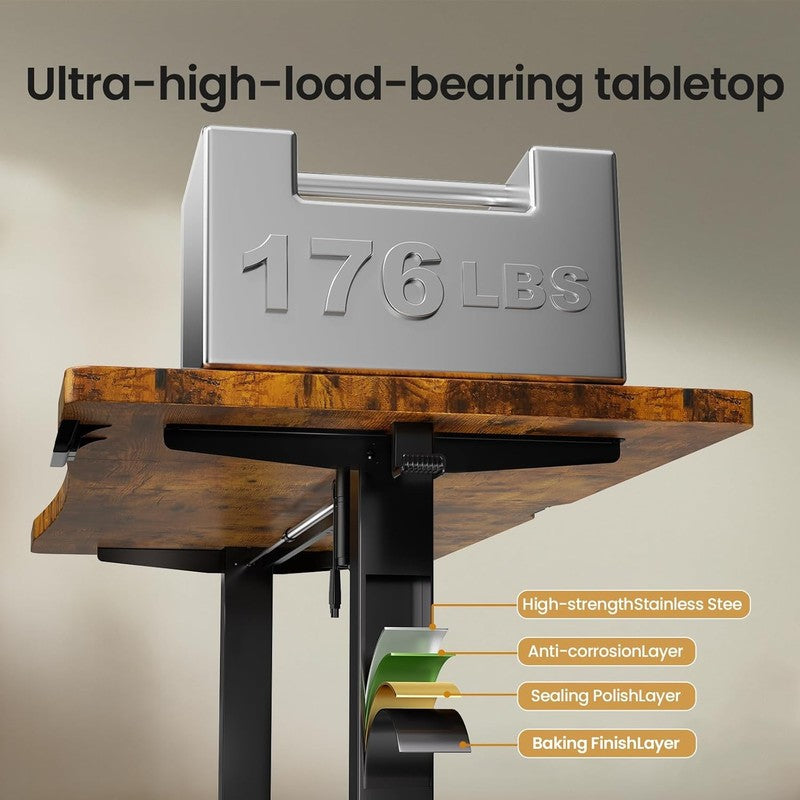 63x28 Electric Standing Desk Sit Stand Home Office Computer Table Brown4