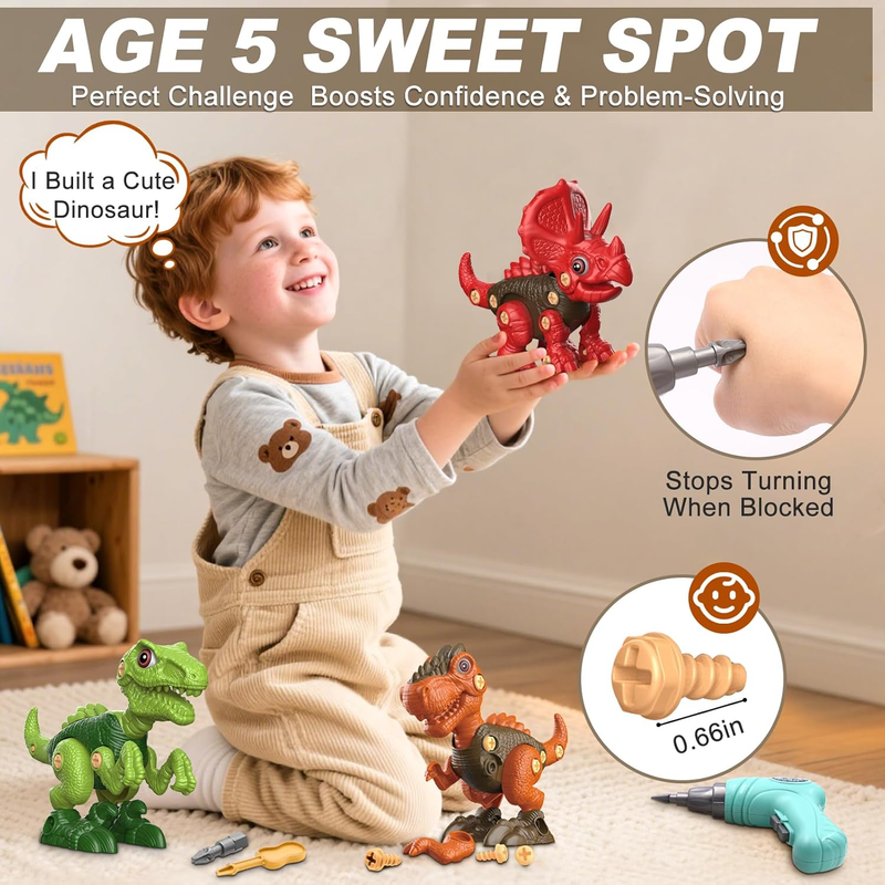 3 Pack Dinosaur STEM Building Toys Drill Construction Set Kids1