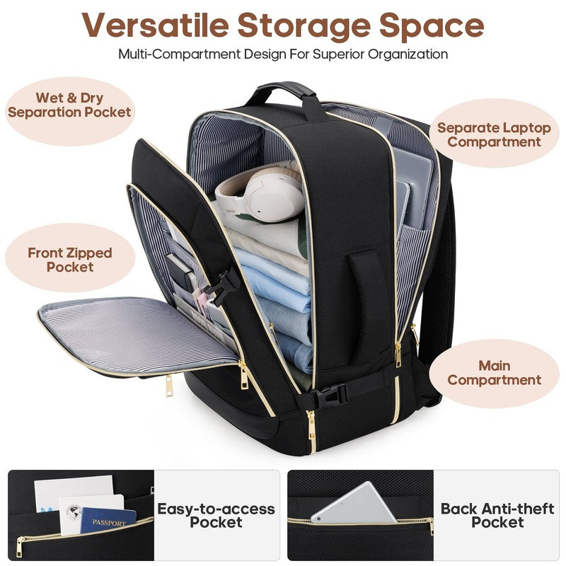 Travel Backpack for Women Carry on Backpack Flight Approved 40L Personal Item Ba1