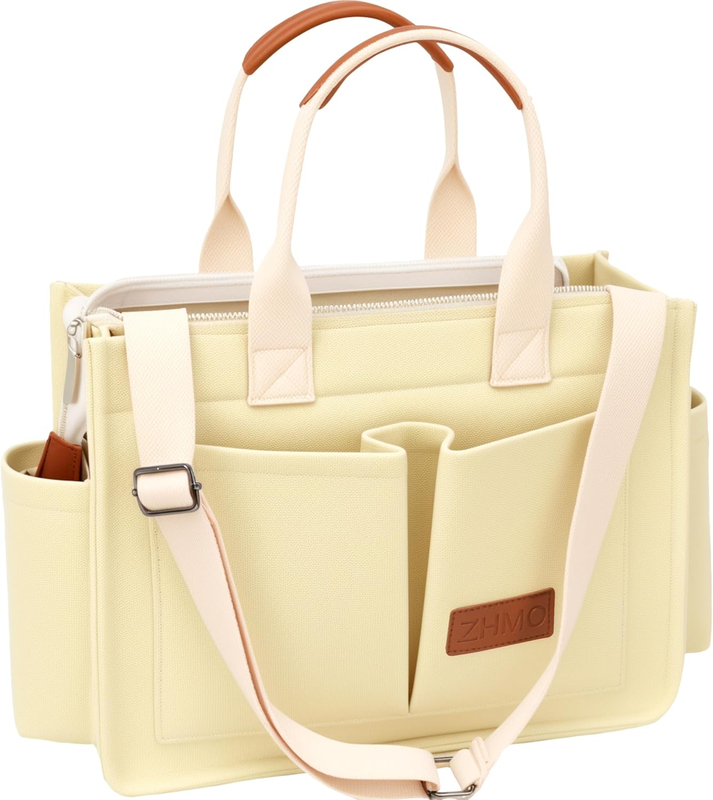 Women’s Canvas Tote Bag w/ Compartments Large Shoulder Crossbody Work Laptop9